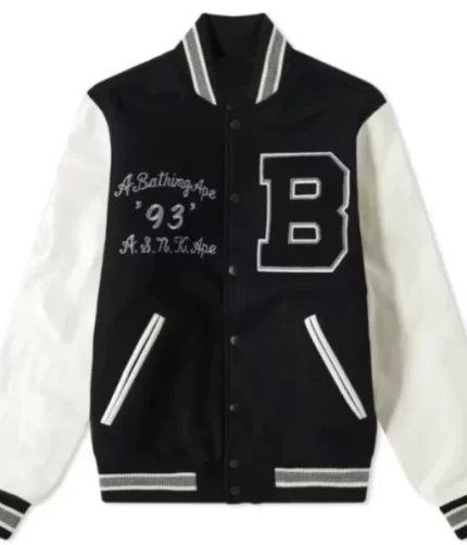 Bathing Ape Black Varsity Jacket