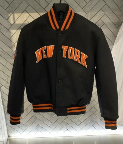 Black Vintage Knicks Varsity Jacket