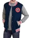 Captain America Blue and Grey Varsity Jacket, Varsity jacket, Bomber jacket, captain america jacket, wool jacket, leather jacket