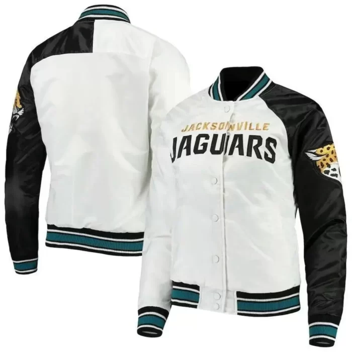 NFL Jacksonville Jaguars White Black Satin Jacket