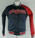 Navy Red MLB Cleveland Indians Satin Jacket