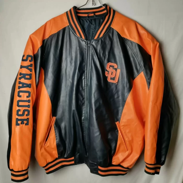 Syracuse University Orange Black Leather Jacket