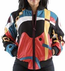 Multicolor Pelle Pelle Abstract Varsity Jacket