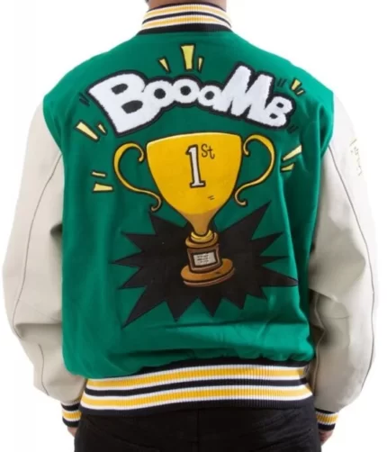Booomb" Emblem, Comfortable Fit Varsity Green Jacket Premium Fabrics