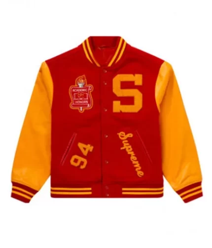 Supreme-varsity-jacket-Red,Letterman-jacket,Red-jacket