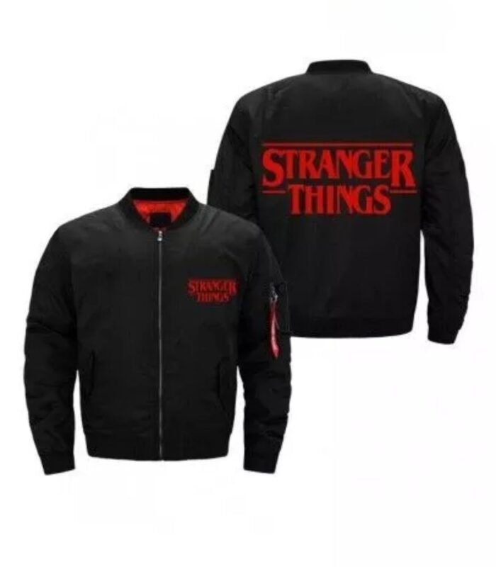 Stranger Things Jacket , Black Bomber Jacket