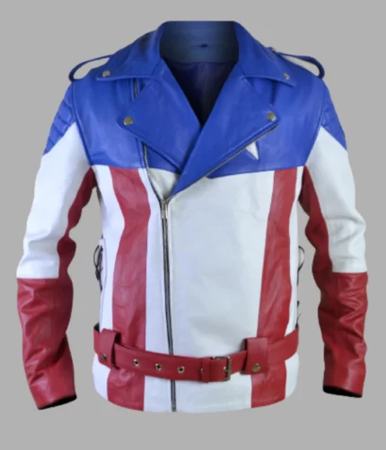 USA Flag Biker Leather Jacket, Leather Jacket, Biker Jacket