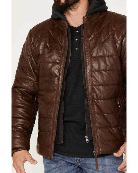 Brown Mauritius Puffer Jacket, Leather Jacket, Puffer Jacket
