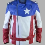 USA Flag Biker Leather Jacket, Leather Jacket, Biker Jacket