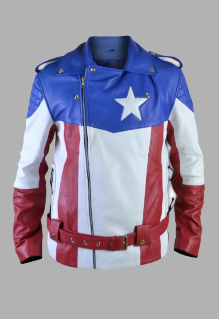 USA Flag Biker Leather Jacket, Leather Jacket, Biker Jacket