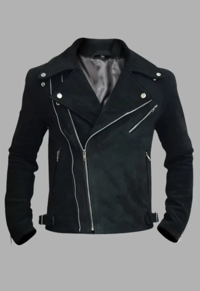 Suede Designer Padded Jacket, Biker Jacket, Leather Jacket