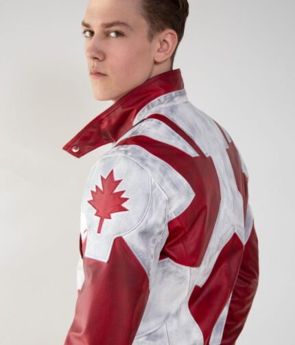 Canuck Canadian Flag Jacket , Leather Jacket , Canadian Flag Jacket