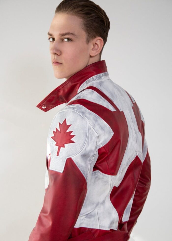 Canuck Canadian Flag Jacket , Leather Jacket , Canadian Flag Jacket