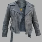 Distressed Side Lace-up Jacket, Leather Jacket, Motorcycle jacket