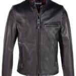 Waxed Natural Pebbled Café Jacket , Leather Jacket , Cowhide jacket