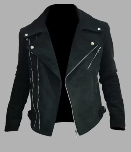 Suede Designer Padded Jacket, Biker Jacket, Leather Jacket