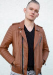 Quilted Brown Leather Jacket , Motorcycle Jacket , Leather Jacket