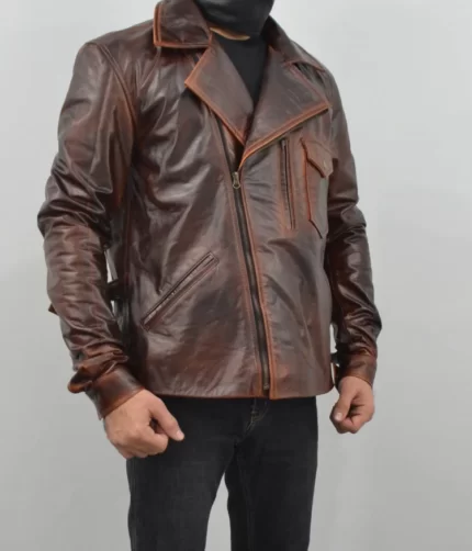 Snake Antique Brown Jacket, Leather Jacket