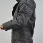 Quilted Gold Zipper Jacket, Leather Jacket, Biker Jacket