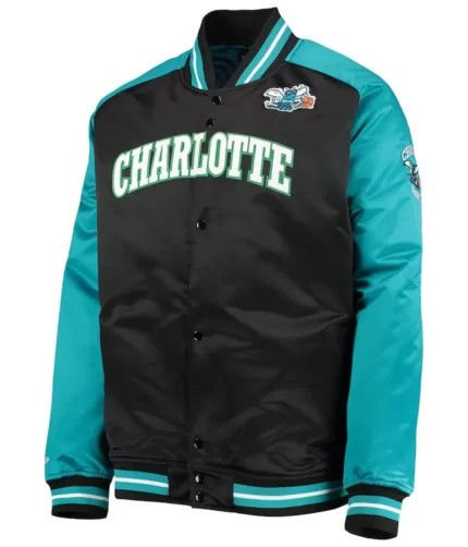 Black/Teal Charlotte Hornets Jacket , Varsity Jacket