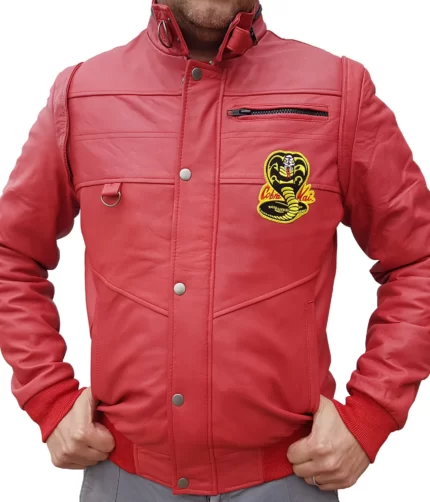 Johnny Lawrence Red Jacket, Cobra Kai Jacket, Leather Jacket, Bomber Jacket