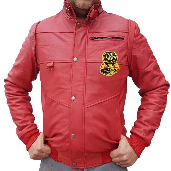 Johnny Lawrence Red Jacket, Cobra Kai Jacket, Leather Jacket, Bomber Jacket