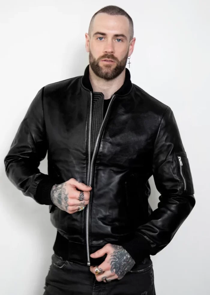 Black Premium Leather Jacket , Bomber Jacket , Leather Jacket