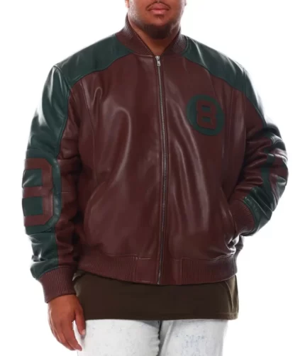Brown/Green B&T Genuine Jacket, 8 Ball Jacket, Leather Jacket, Bomber Jacket