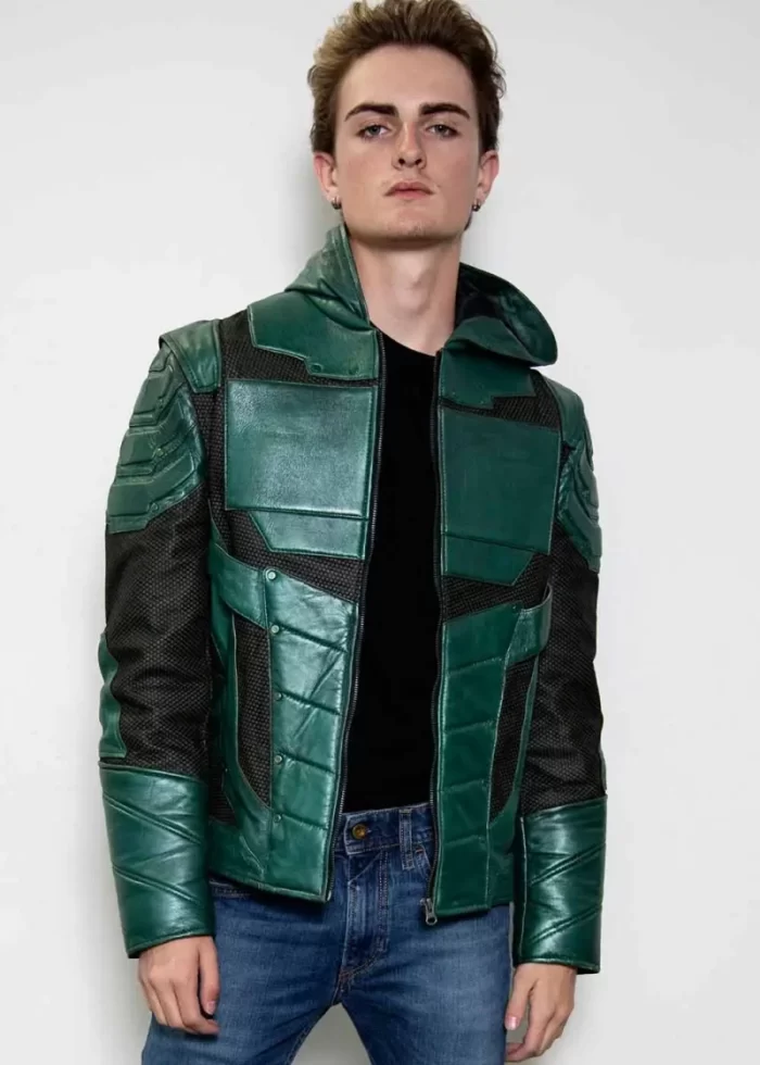 Hand-Painted Chrome Armor Jacket , Leather Jacket , Armor Jacket