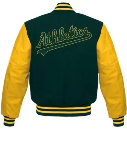 Green Oakland Athletic jacket , Letterman jacket