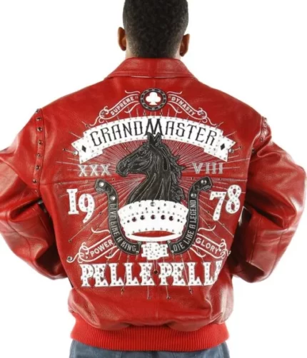 Red Grandmaster Plush Jacket, Leather Jacket, Pelle Pelle Jackets