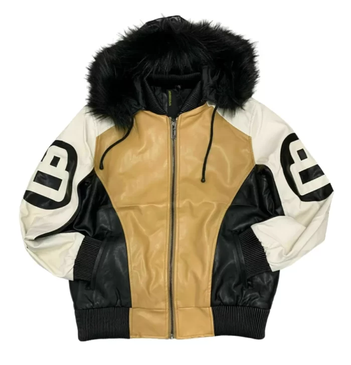 Fur Hood Robert Phillipe Jacket, 8 Ball Jacket, Bomber Jacket, Leather Jacket
