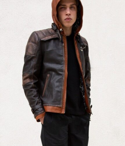 Brown Hood Jacket , Leather Jacket , Hood Jacket