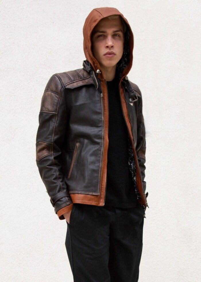 Brown Hood Jacket , Leather Jacket , Hood Jacket