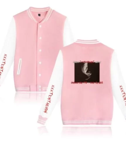 Xxxtentacion Pink Printed Jacket , Varsity Jacket , Wool Jacket