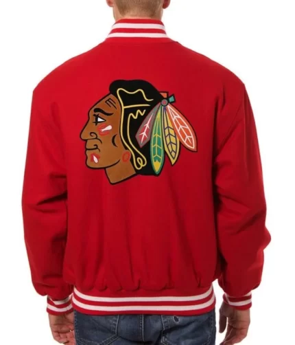 Red Blackhawks Wool Jacket , Varsity Jacket