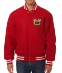 Red Blackhawks Wool Jacket , Varsity Jacket