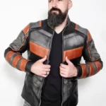 Orange Armored Moto Jacket , Leather Jacket