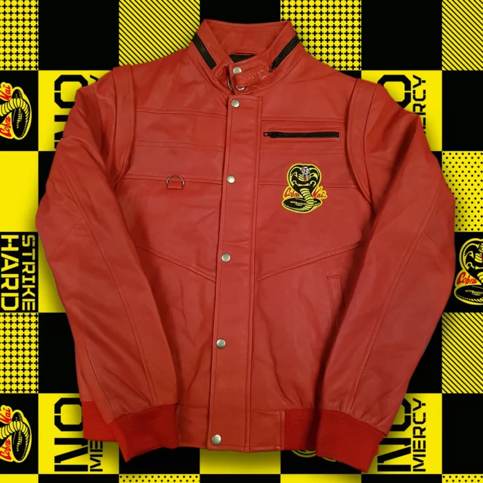 Johnny Lawrence Red Jacket, Cobra Kai Jacket, Leather Jacket, Bomber Jacket