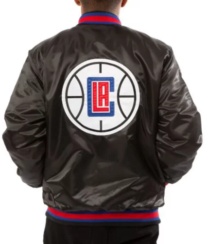 black/blue Clippers Satin Jacket , Varsity Jacket