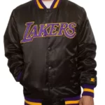 Black LA Lakers Satin Jacket , Varsity Jacket