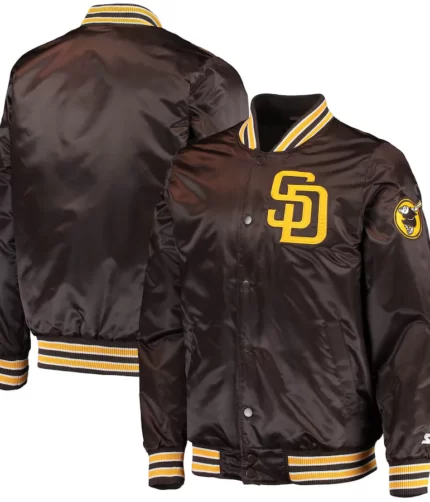 Padres Brown Full-Snap Jacket, Padres Jacket, Varsity Jacket, San Diego Jacket