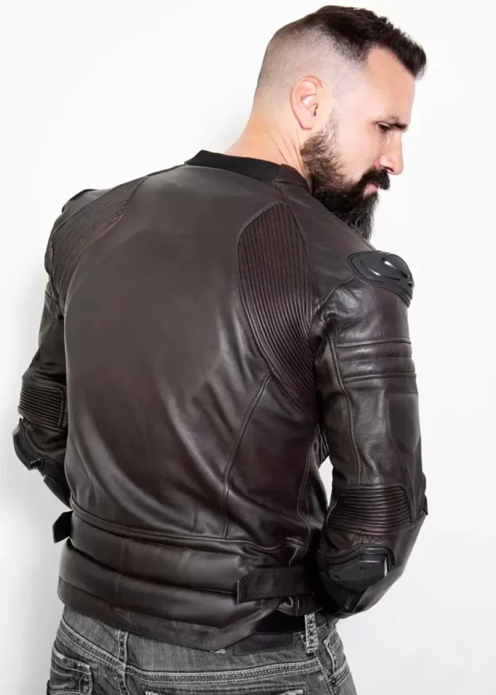 Brown Motorcycle Jacket with Armor , Leather Jacket