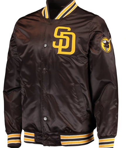 Padres Brown Full-Snap Jacket, Padres Jacket, Varsity Jacket, San Diego Jacket