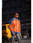 Soft Men Orange Bomber Leather Jacket, Orange Bomber Jacket , bomber leather jacket,orange bomber leather jacket, orange leather jacket,weleatherjacket,leather jacket,mens orange bomber jacket,mens orange leather jacket,orange and blue leather jacket