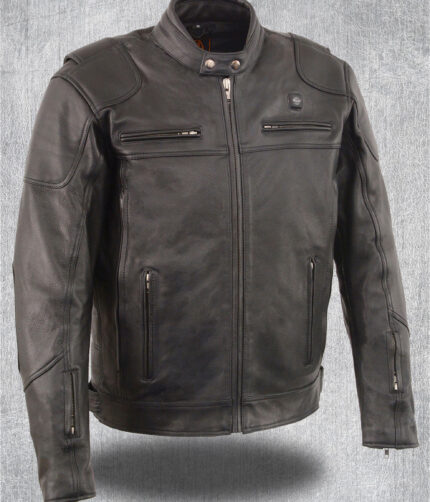 Milwaukee Leather Mens Heated Scooter Jacket, Leather Jacket, We leather jacket,Black leather jacket, Brown leather jacket, mens jacket, mens leather jacket, mens black leather jacket, quilted pattern jacket, scooter mens jacket, Sporty jacket, mens vintage jacket, Scooter jacket, heated jacket, mens scooter leather jacket