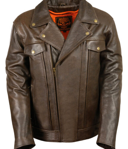 Milwaukee Leather Mens Brown Utility Mc Jacket,we leather jacket, men Brown leather jacket, Leather jacket