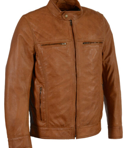 Milwaukee Leather Mens Zip Front Jacket, Leather Jacket,We leather jacket,Black leather jacket, Brown leather jacket, mens jacket, mens leather jacket, mens black leather jacket, quilted pattern jacket, scooter mens jacket, Sporty jacket, mens vintage jacket , Tan jacket