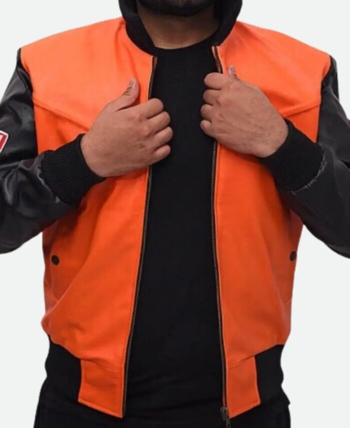 Dragon Ball Z Goku Bomber Leather Jacket,leather jacket, goku leather jacket, goku jacket, weleatherjacket, goku Jacket, goku Orange leather jacket, goku mens jacket goku mens leather jacket,goku 59 leather jacket, goku bomber leather jacket