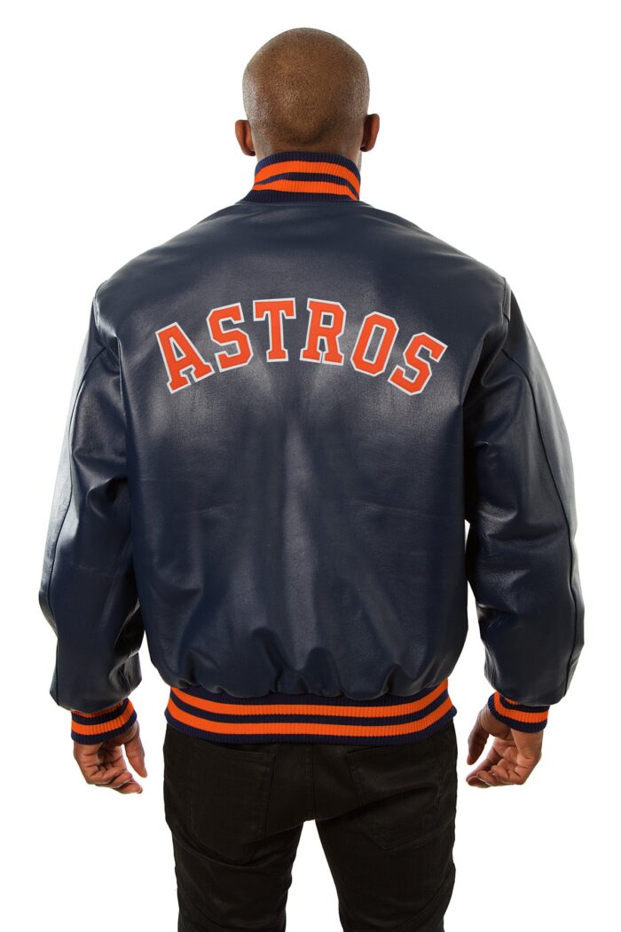 Men's Houston Astros Navy Leather Jacket